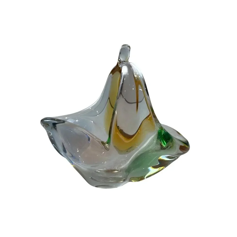 Vintage Czech Art Glass Basket Frantisek Zemek 1950 Vase Basket Spring Pastel Sm